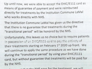 Notice from a Swiss clinic